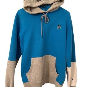 NELK BOYS Hoodie Medium Blue Gray Colorblock Pullover Made in Canada